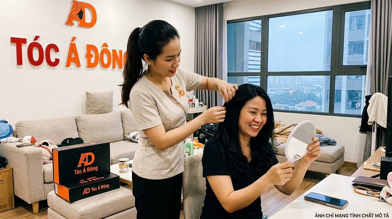 Dịch vụ tóc giả nguyên đầu giao hàng Quận 9 Thủ Đức: Thử tóc tận nhà, ưng ý mới thanh toán