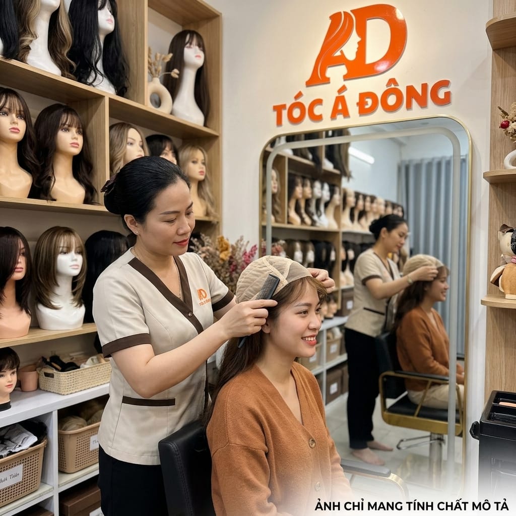 Chuyên viên tư vấn Tóc Á Đông nhẹ nhàng hướng dẫn cách đặt màng lưới y tế êm dịu, bảo vệ tối đa nang tóc non