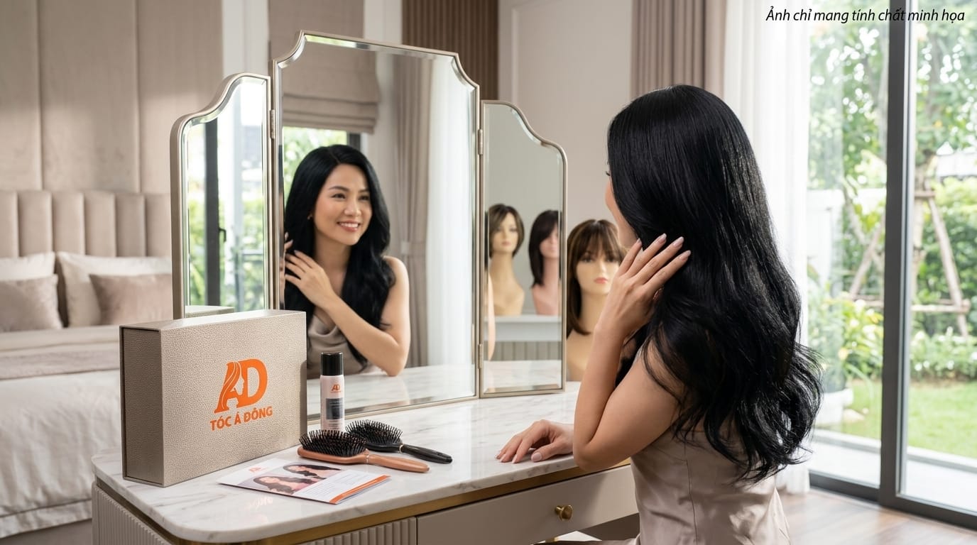 Niềm vui và diện mạo rạng rỡ của khách hàng tại hải ngoại khi đón nhận kiện tóc may đo thủ công tinh xảo