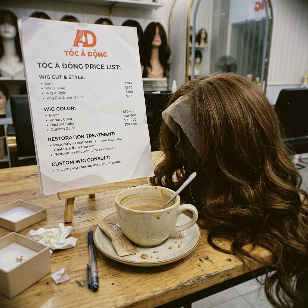 Khách hàng thử tóc giả tại salon cao cấp Tóc Á Đông
