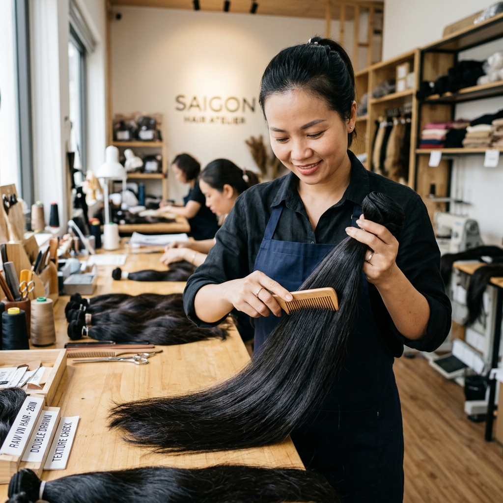 Chải tóc để kiểm tra độ suôn mượt và biểu bì