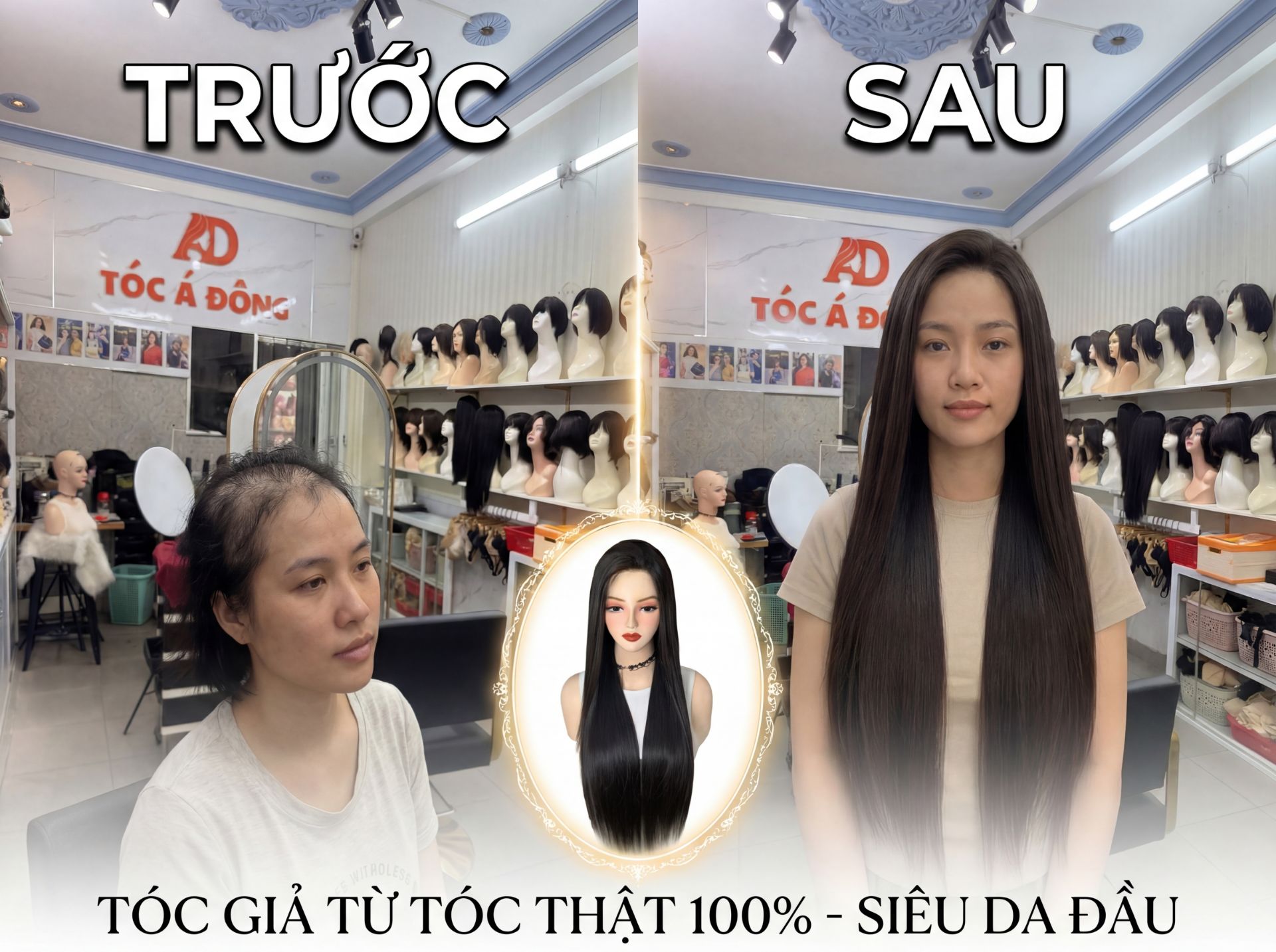 Tóc Dài 70cm Nguyên Đầu Nữ