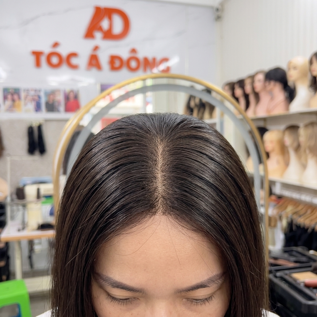 Tóc Mái Hói Nữ (Hair Topper Siêu Da Đầu 100% Tóc Thật)