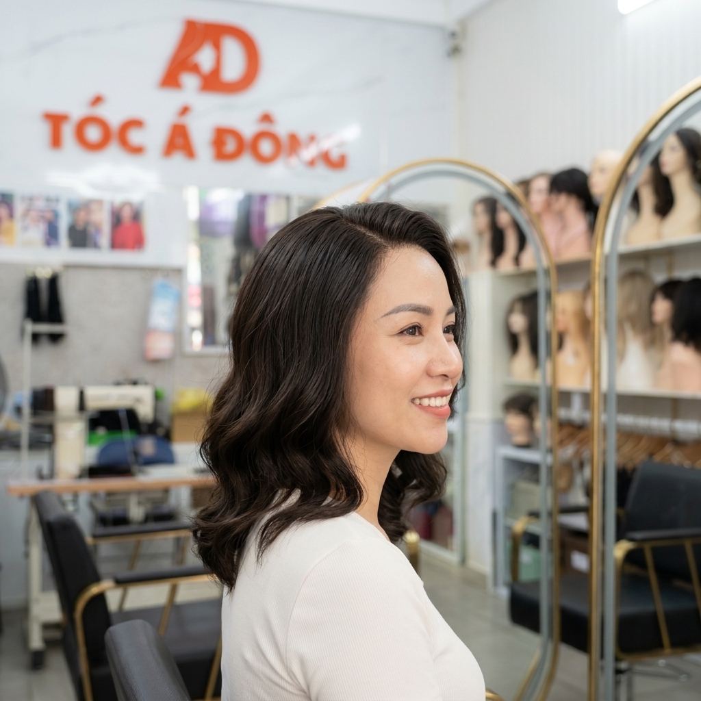 Tóc Mái Hói Nữ (Hair Topper Siêu Da Đầu 100% Tóc Thật)
