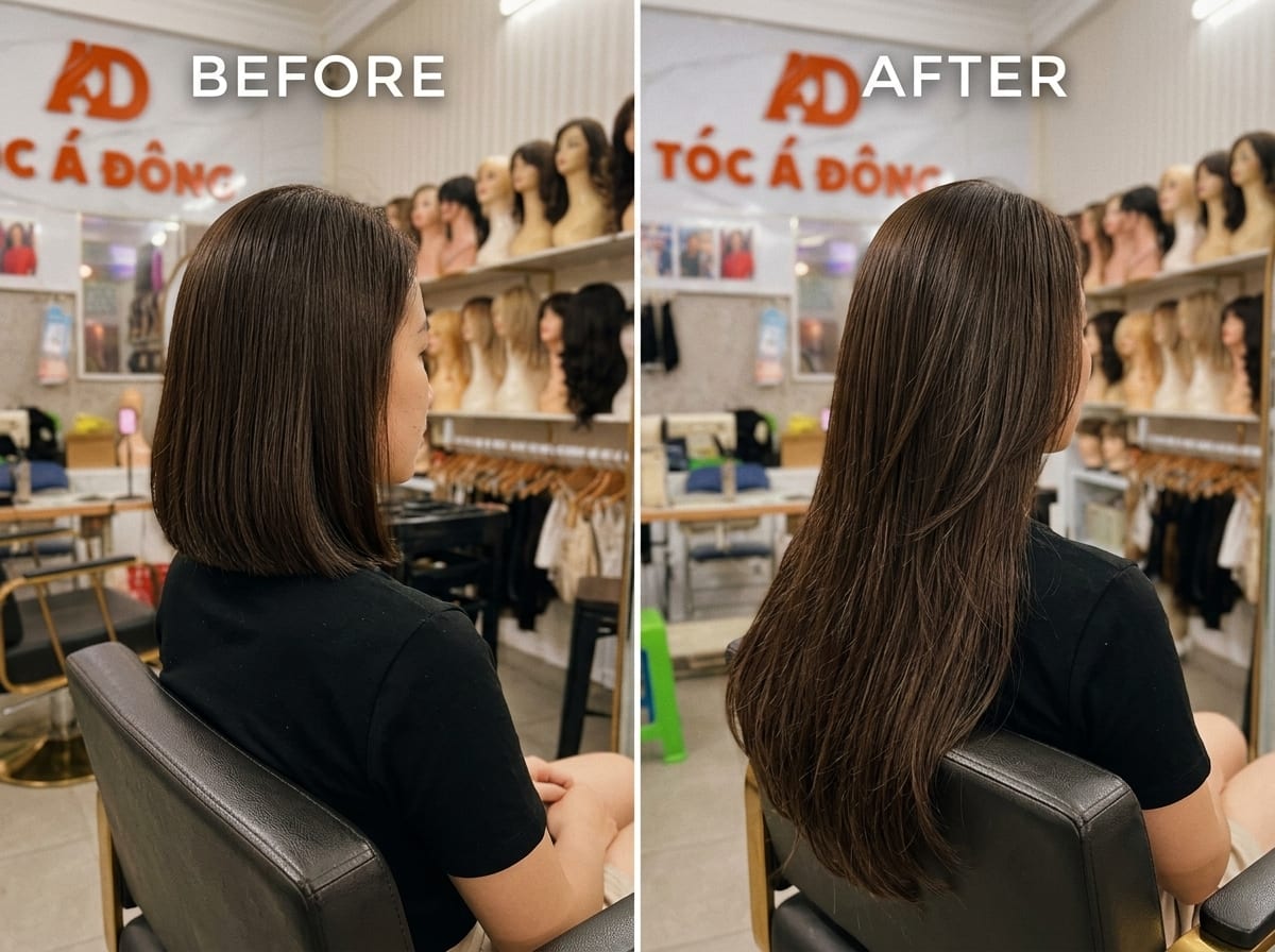 Tóc Phím Kẹp Nữ 4 Dải (Phân Tầng Kép Chống Lộ Tóc - 100% Tóc Thật Loại 1)
