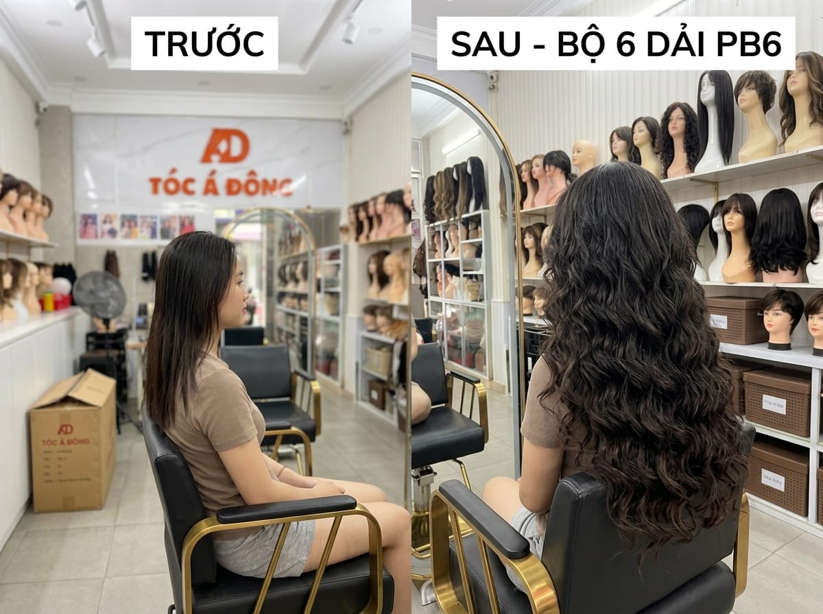 Tóc Phím Kẹp Nữ 6 Dải (Bồng Bềnh Đa Tầng Siêu Dày - 100% Tóc Thật Loại 1)