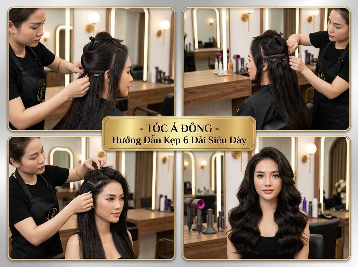 Tóc Phím Kẹp Nữ 6 Dải (Bồng Bềnh Đa Tầng Siêu Dày - 100% Tóc Thật Loại 1)